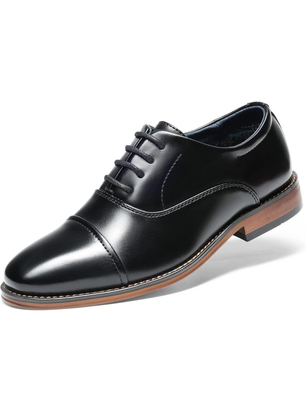 Classic Black Cap-Toe Derby with Brown Sole